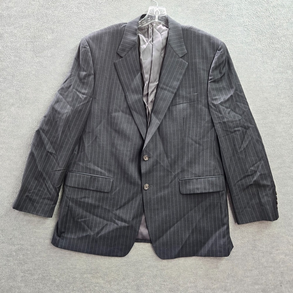 Ralph Ralph Lauren Men Jacket 44 Gray Striped Blazer‎ 2 Button Wool